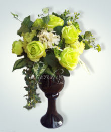 Hoa lụa, hoa giả Uyên shop, Hoa hồng xanh lọ cao