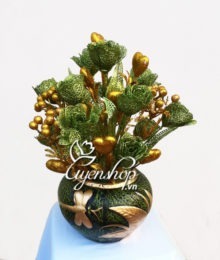 Hoa lụa, hoa giả Uyên shop, Hoa Hồng Ánh Kim