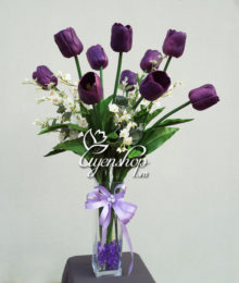 Hoa lụa, hoa giả Uyên shop, Hoa Tulip tím