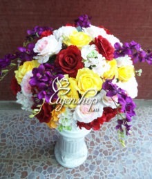 Hoa lụa, hoa giả Uyên shop, Bình hồng lớn