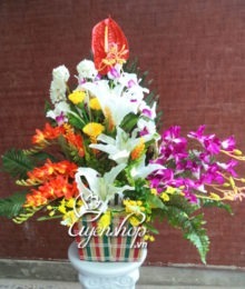 Hoa lụa, hoa giả Uyên shop, Giỏ hoa xinh