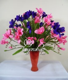 Hoa lụa, hoa giả Uyên shop, Đỗ quyên sương tím hồng