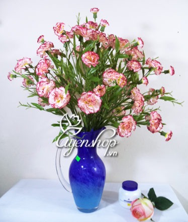 Hoa lụa, hoa giả Uyên shop, Bình hoa Cẩm Chướng