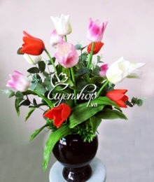 Hoa lụa, hoa giả Uyên shop, Hoa Tulip cao su