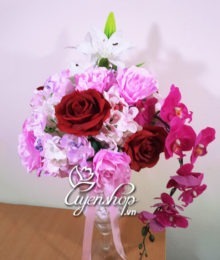 Hoa lụa, hoa giả Uyên shop, Ly hoa hồng