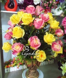 Hoa lụa, hoa giả Uyên shop, Bình hoa hồng