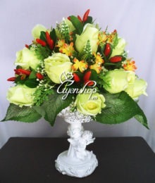 Hoa lụa, hoa giả Uyên shop, Bình hồng xanh thiên thần