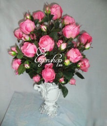 Hoa lụa, hoa giả Uyên shop, Bình hồng cao cấp