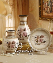 Hoa lụa, hoa giả Uyên shop, Bộ trang trí họa tiết hoa hồng