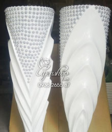 Hoa lụa, hoa giả Uyên shop, Bình hoa composite lớn