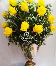 Hoa lụa, hoa giả Uyên shop, Bình hồng Cao Cấp