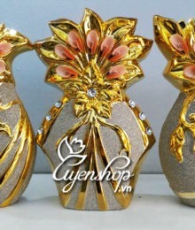 Hoa lụa, hoa giả Uyên shop, Bộ 3 trang trí phong cách Châu Âu