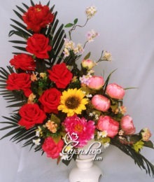 Hoa lụa, hoa giả Uyên shop, Bình hoa nghệ thuật