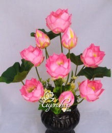 Hoa lụa, hoa giả Uyên shop, Bình hoa Sen Thái