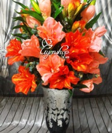 Hoa lụa, hoa giả Uyên shop, Bình Huệ Tây đỏ