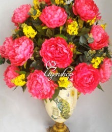 Hoa lụa, hoa giả Uyên shop, Bình hoa Phú Quý