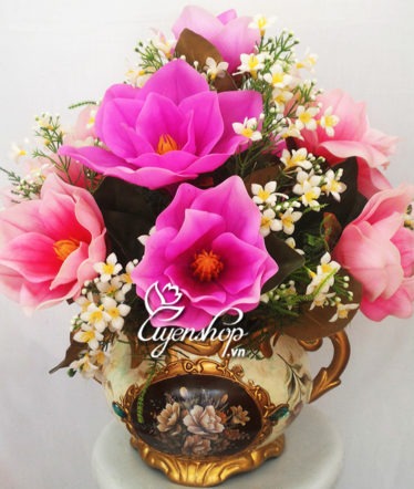 Hoa lụa, hoa giả Uyên shop, Bình hoa Mộc Lan