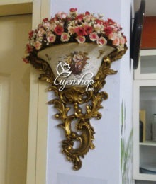 Hoa lụa, hoa giả Uyên shop, Giỏ treo tường phong cách Châu Âu