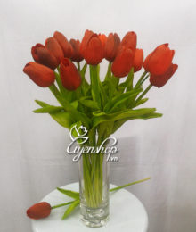 Hoa lụa, hoa giả Uyên shop, Hoa tulip đỏ