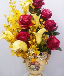 Hoa lụa, hoa giả Uyên shop, Bình hoa nghệ thuật