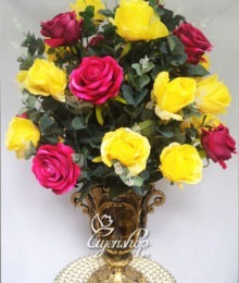 Hoa lụa, hoa giả Uyên shop, Bình hoa hồng