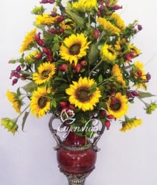 Hoa lụa, hoa giả Uyên shop, Bình hoa Hướng Dương lớn