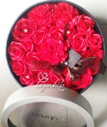 Hoa lụa, hoa giả Uyên shop, Hộp hồng đỏ