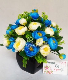 Hoa lụa, hoa giả Uyên shop, Lọ hoa trà xanh