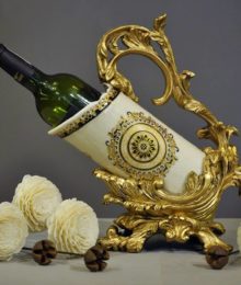 Hoa lụa, hoa giả Uyên shop, Chân để rượu cổ điển hoa văn Pháp 