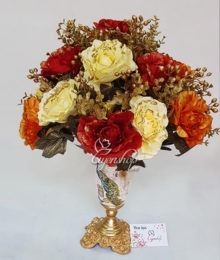 Hoa lụa, hoa giả Uyên shop, Bình hoa Hồng Nhũ