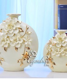 Hoa lụa, hoa giả Uyên shop, Bộ đôi trang trí sứ sương