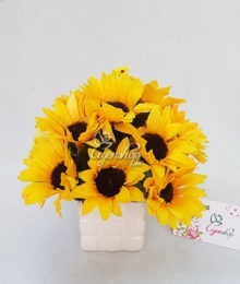 Hoa lụa, hoa giả Uyên shop, Lọ hướng dương nhỏ