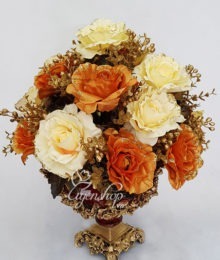 Hoa lụa, hoa giả Uyên shop, Bình hoa hồng nhũ