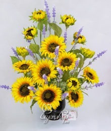 Hoa lụa, hoa giả Uyên shop, Bình hoa Hướng Dương