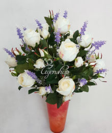 Hoa lụa, hoa giả Uyên shop, Hồng trắng tinh khôi