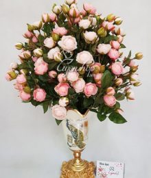 Hoa lụa, hoa giả Uyên shop, Bình hoa Hồng Trà