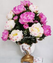 Hoa lụa, hoa giả Uyên shop, Bình Hoa Mẫu Đơn
