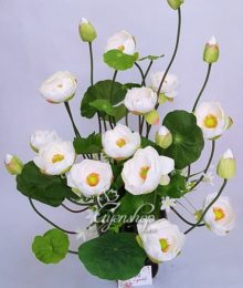 Hoa lụa, hoa giả Uyên shop, Bình hoa Sen Trắng