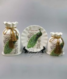 Hoa lụa, hoa giả Uyên shop, Bộ Trang Trí chim công