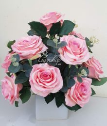 Hoa lụa, hoa giả Uyên shop, Nhẹ nhàng với sắc hồng