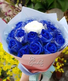 Hoa lụa, hoa giả Uyên shop, Bó hoa hồng xanh