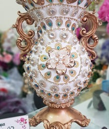 Hoa lụa, hoa giả Uyên shop, Lọ hoa kết đuôi công