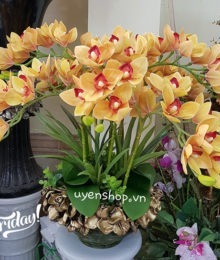 Hoa lụa, hoa giả Uyên shop, Địa Lan vàng sang trọng