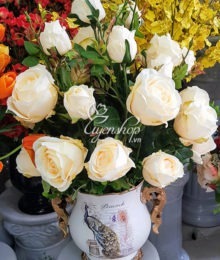 Hoa lụa, hoa giả Uyên shop, Hoa Lụa – Chim công may mắn