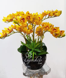 Hoa lụa, hoa giả Uyên shop, Hoa Lụa- Hoa Địa Lan Vàng cao cấp