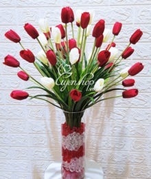 Hoa lụa, hoa giả Uyên shop, Rực rỡ cùng Tulip đỏ