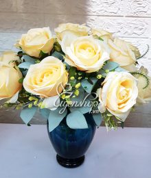 Hoa lụa, hoa giả Uyên shop, Bình Hồng Kem sang trọng