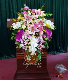 Hoa lụa, hoa giả Uyên shop, Hoa để Bục Phát Biểu