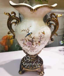 Hoa lụa, hoa giả Uyên shop, Bình hoa họa tiết Thiên Nhiên