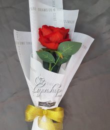 Hoa lụa, hoa giả Uyên shop, Bó Hoa Hồng Nhung Đỏ